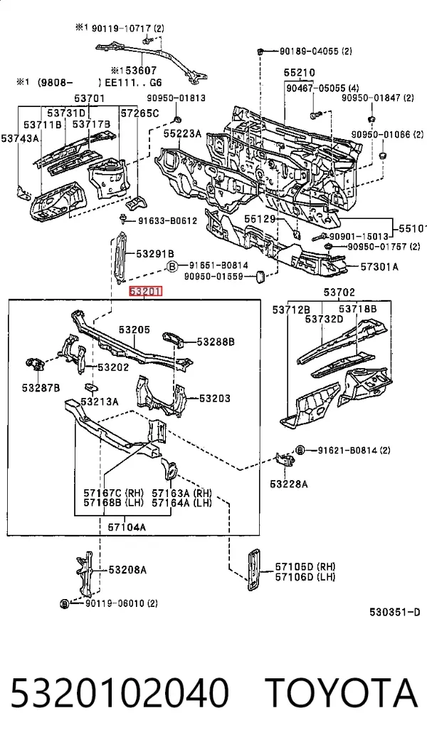 Osłona chłodnicy kompletna (panel mocowania reflektorów) Toyota Corolla E11