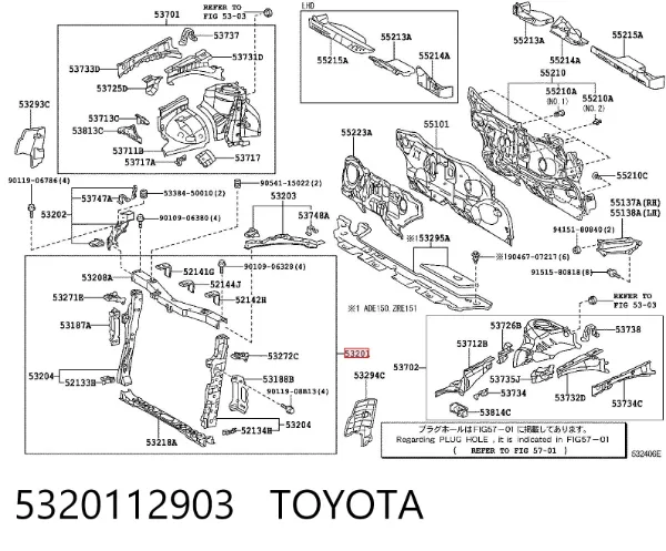 Osłona chłodnicy kompletna (panel mocowania reflektorów) Toyota Corolla E15