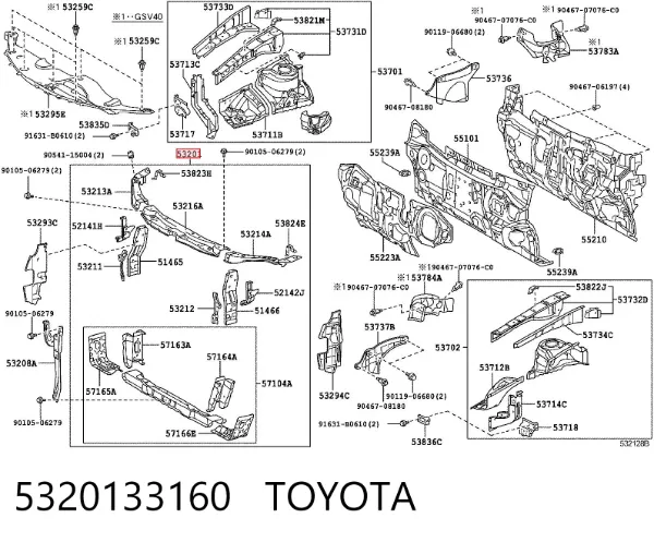 Osłona chłodnicy kompletna (panel mocowania reflektorów) Toyota Camry VI