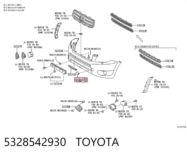 Zaślepka zderzaka haka holowniczego przednia prawa 5328542930 Toyota