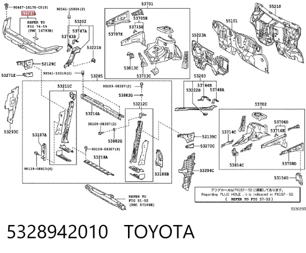 Nakładka panelu przedniego (osłony chłodnicy) górna 5328942010 Toyota