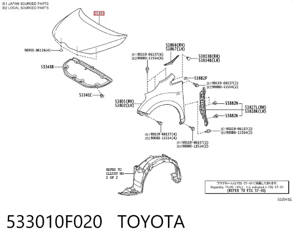 Maska silnika 533010F020 Toyota