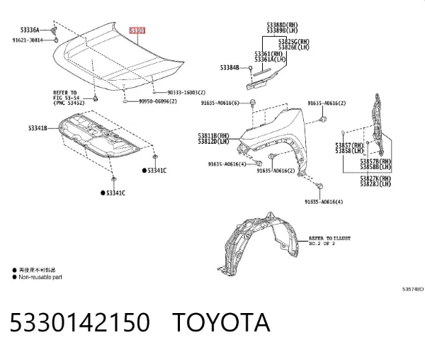 Maska silnika 5330142150 Toyota