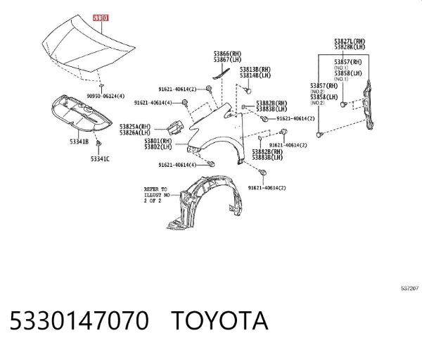 Maska silnika 5330147070 Toyota
