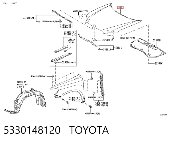 Maska silnika Toyota Highlander I HYBRID