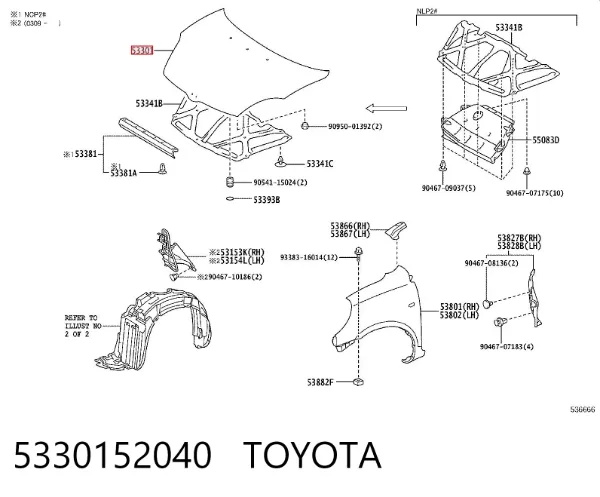 Maska silnika 5330152040 Toyota