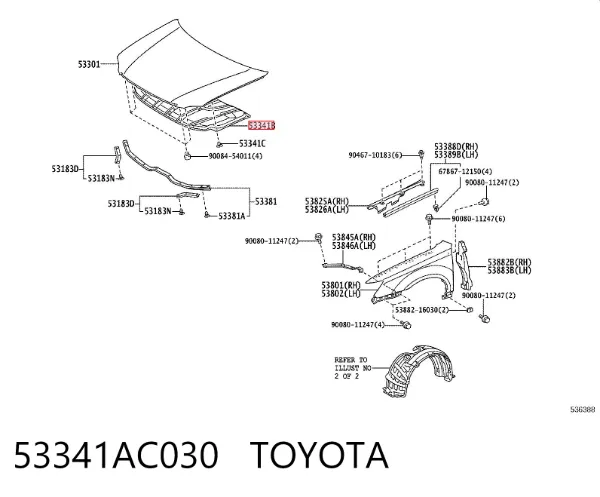 Wygluszenie maski Toyota Avalon GSX30