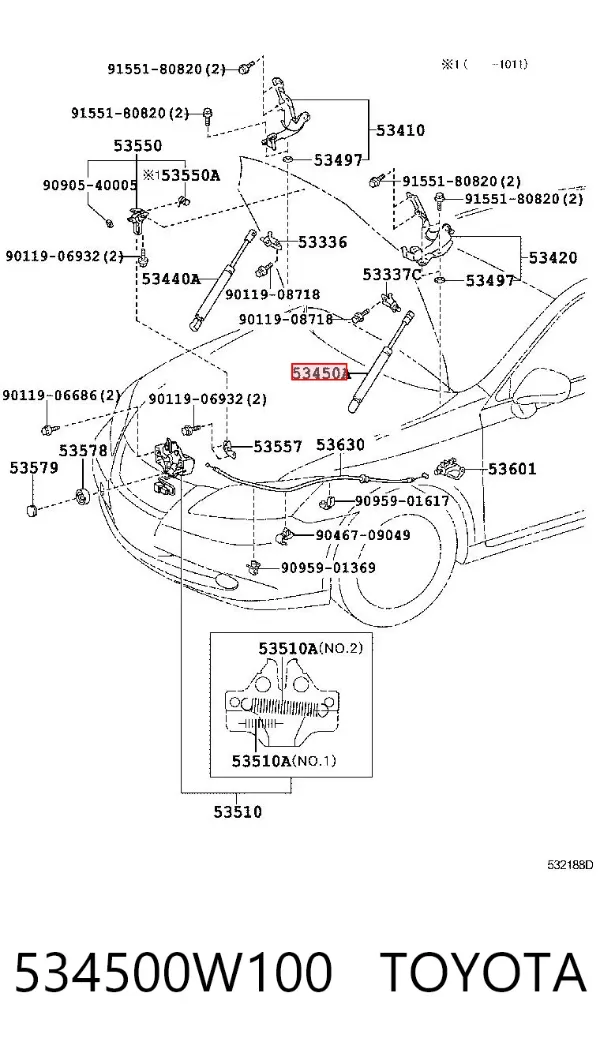 Amortyzator maski 534500W100 Toyota