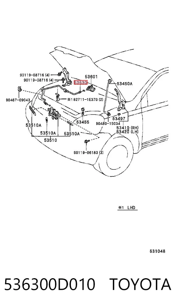 Linka otwierania maski Toyota Yaris P10