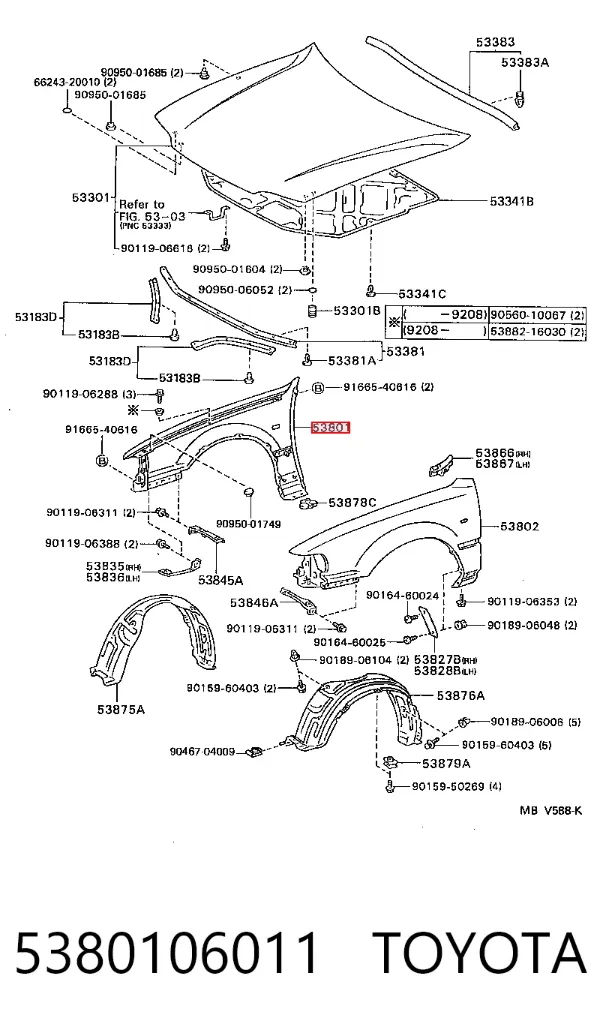Błotnik przedni prawy Toyota Camry III
