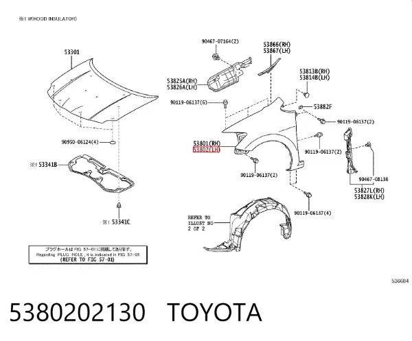 Błotnik przedni lewy 5380202130 Toyota