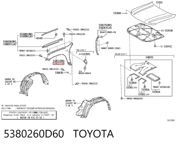 Błotnik przedni lewy 5380260D60 Toyota