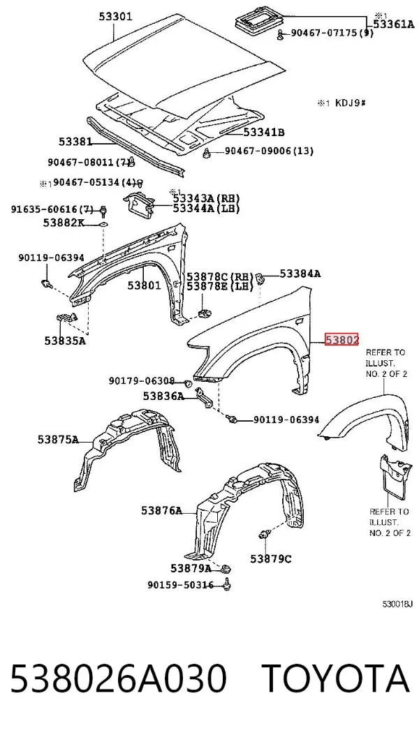 Błotnik przedni lewy 538026A030 Toyota