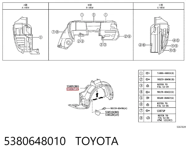 Nadkole błotnika przedniego lewe Toyota Highlander I