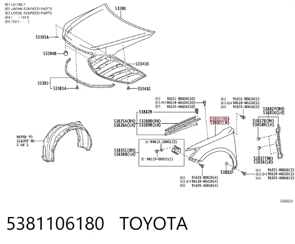 Błotnik przedni prawy Toyota Camry VII