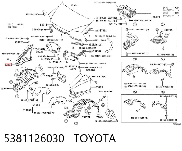 Błotnik przedni prawy 5381126030 Toyota