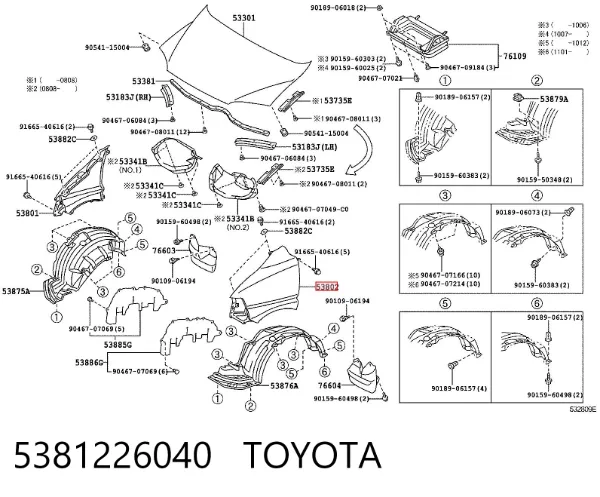 Błotnik przedni lewy 5381226040 Toyota