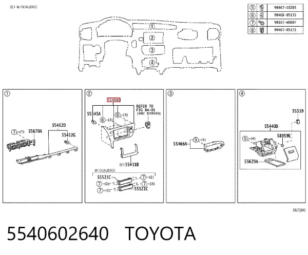 Obicie deski rozdzielczej "torpedo" 5540602640 Toyota