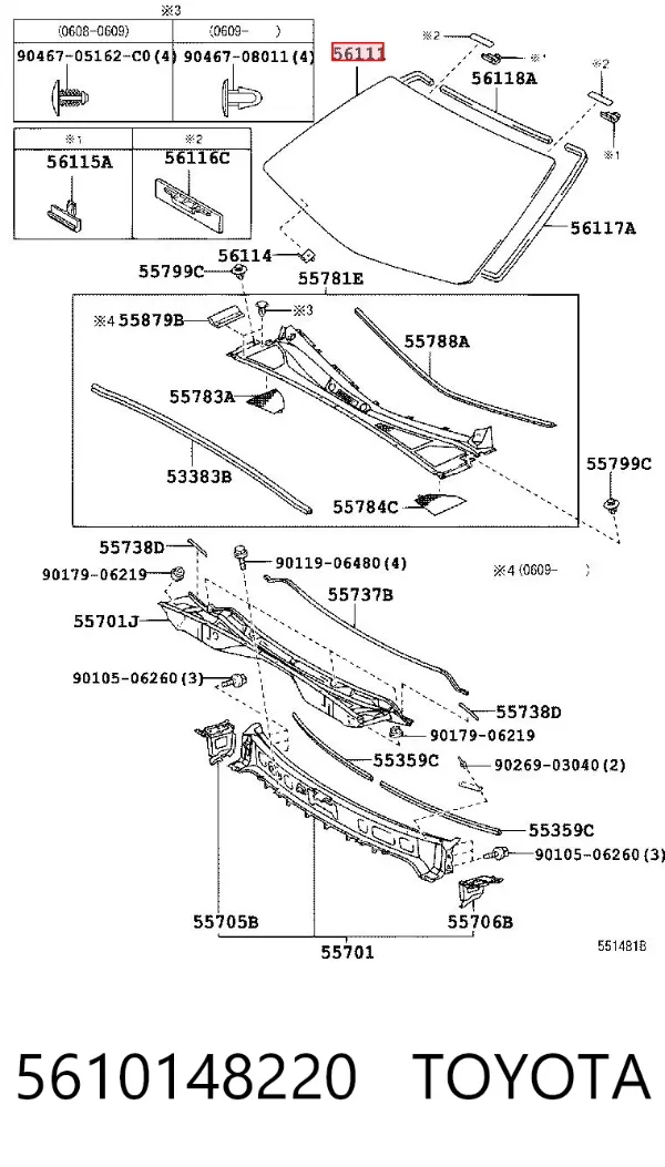 Szyba przednia 5610148220 Toyota
