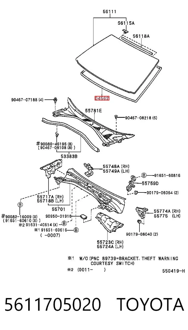 Uszczelka szyby przedniej Toyota Hilux N