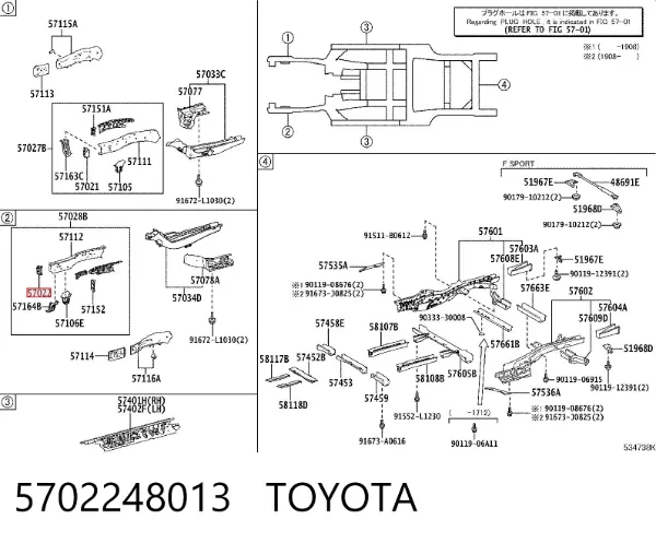 Wspornik wzmocnienia zderzaka przedniego 5702248013 Toyota