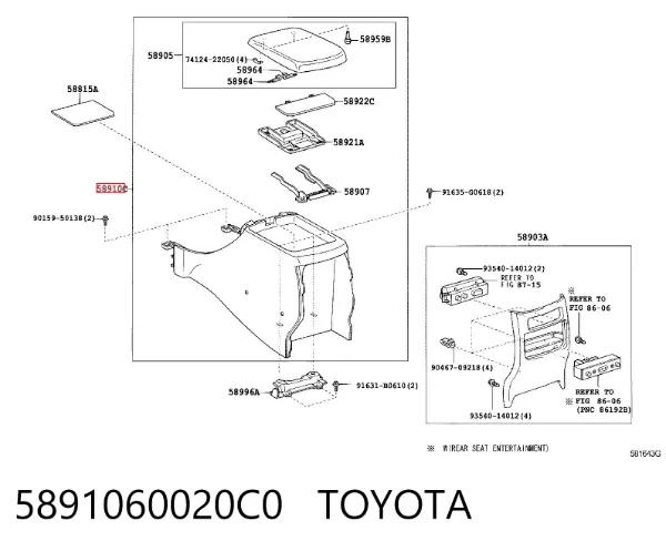 Konsola panelu sterowania centralna 5891060020C0 Toyota