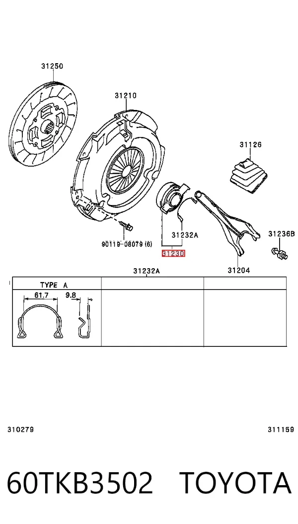 Łożysko wyciskowe sprzęgła 60TKB3502 Toyota