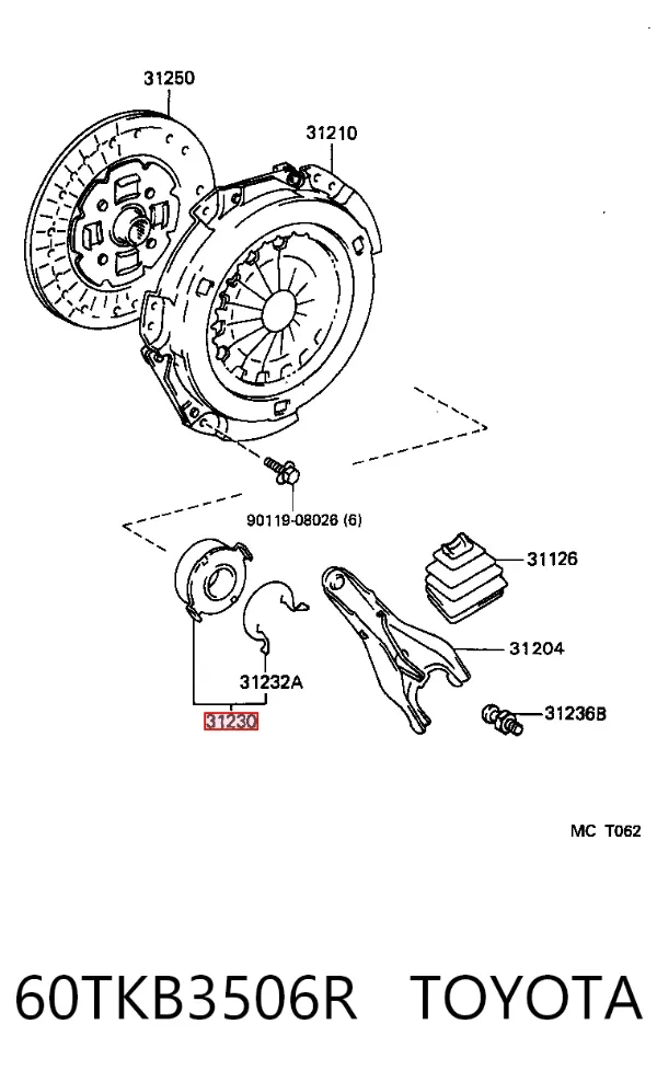Łożysko wyciskowe sprzęgła 60TKB3506R Toyota