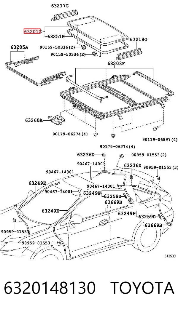 Klapa szyberdachu 6320148130 Toyota