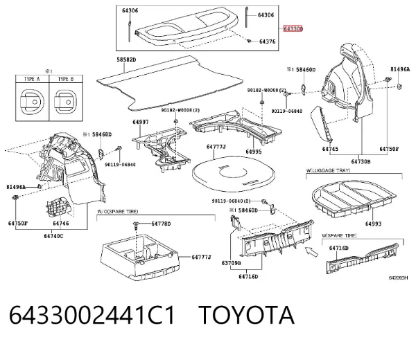 Półka kabiny tylna 6433002441C1 Toyota