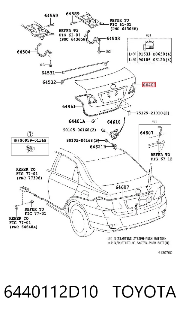 Klapa bagażnika 6440112D10 Toyota