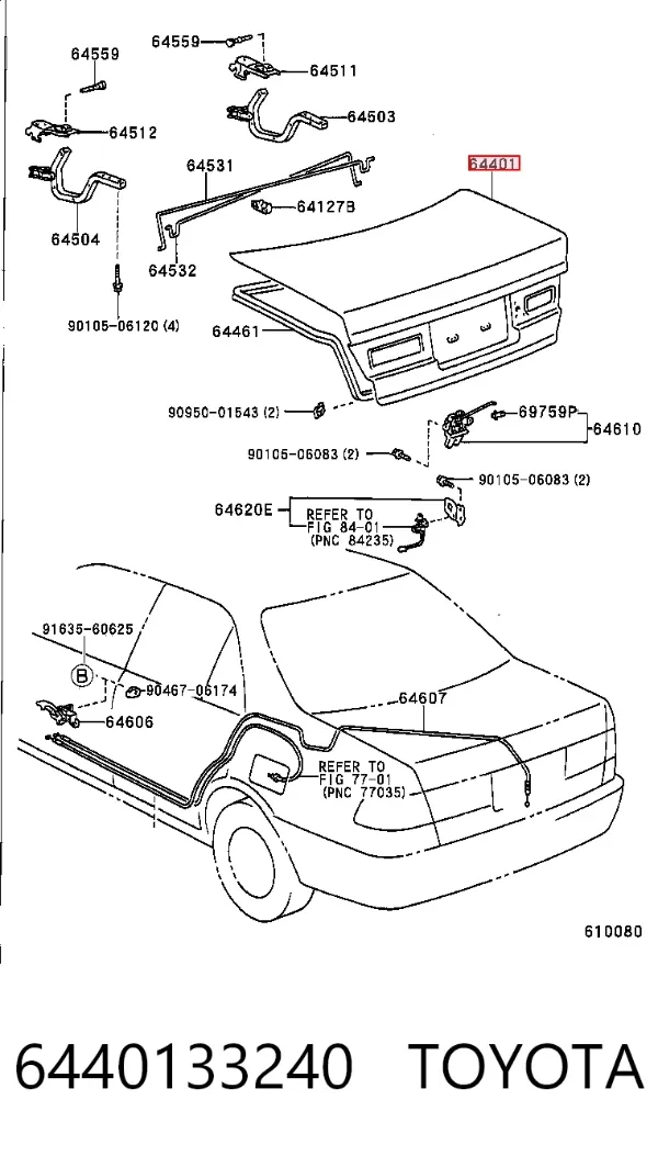 Klapa bagażnika 6440133240 Toyota