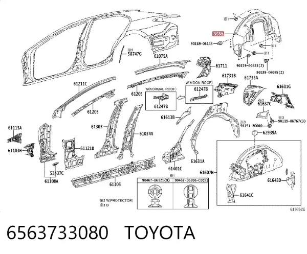 Nadkole błotnika tylnego prawe 6563733080 Toyota