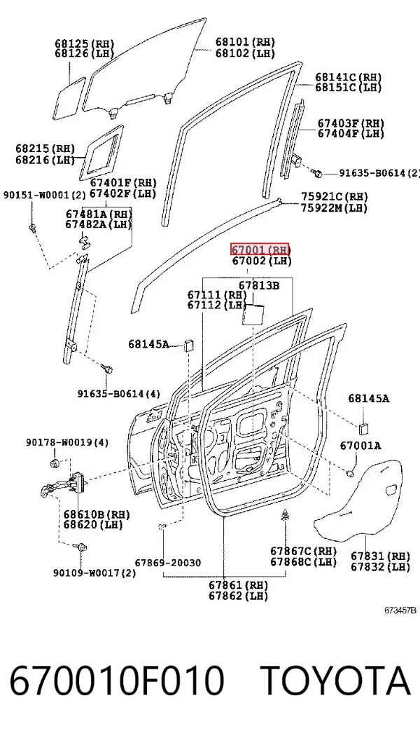 Drzwi przednie prawe 670010F010 Toyota