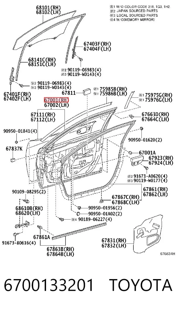 Drzwi przednie prawe 6700133201 Toyota
