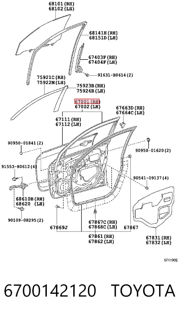 Drzwi przednie prawe 6700142120 Toyota