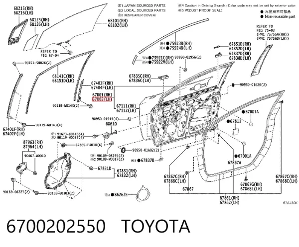 Drzwi przednie lewe 6700202550 Toyota