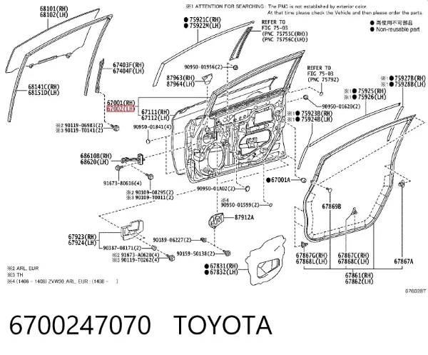 Drzwi przednie lewe 6700247070 Toyota