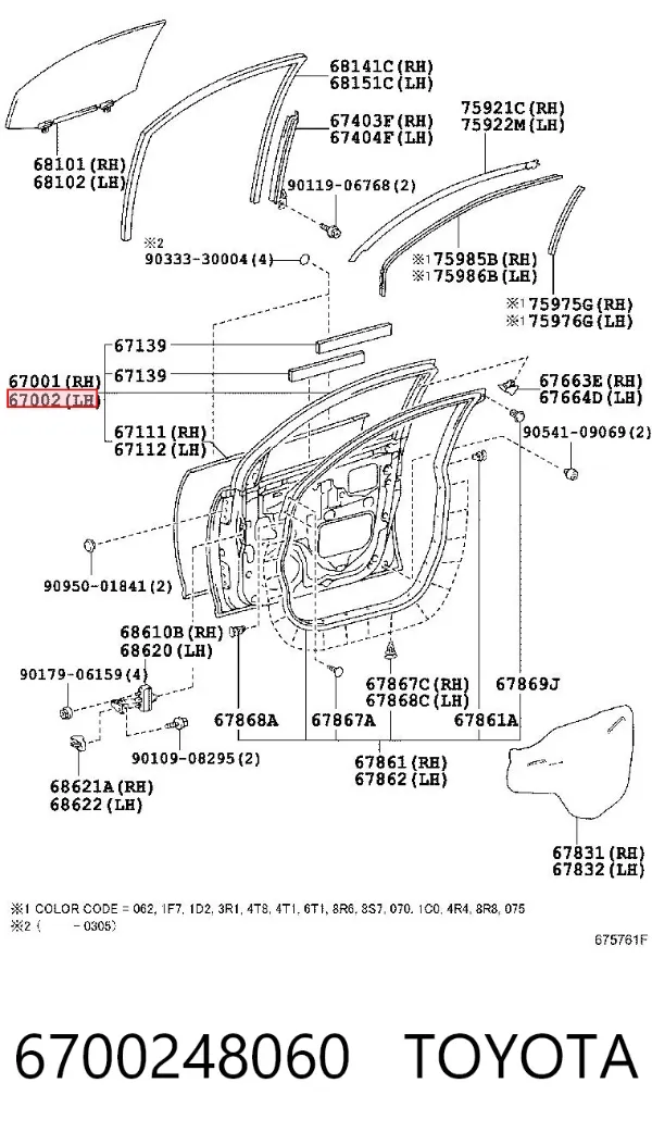 Drzwi przednie lewe 6700248060 Toyota