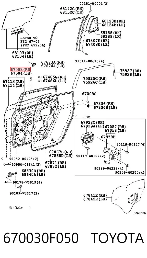 Drzwi tylne prawe 670030F050 Toyota