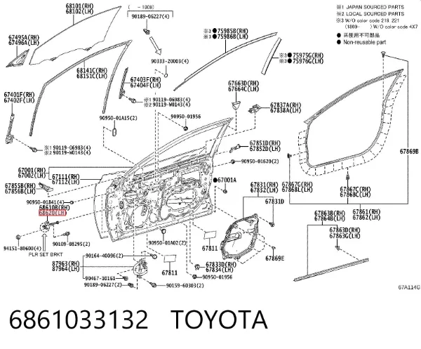 Ogranicznik drzwi przedni 6861033132 Toyota
