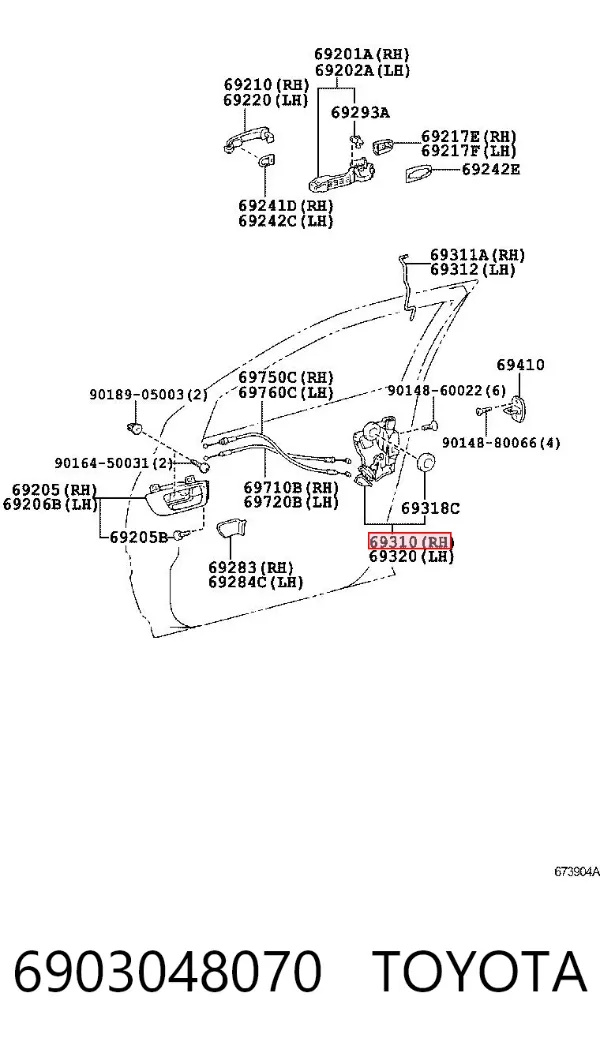 Zamek drzwi przednich prawych Lexus RX 300/330/350/400H