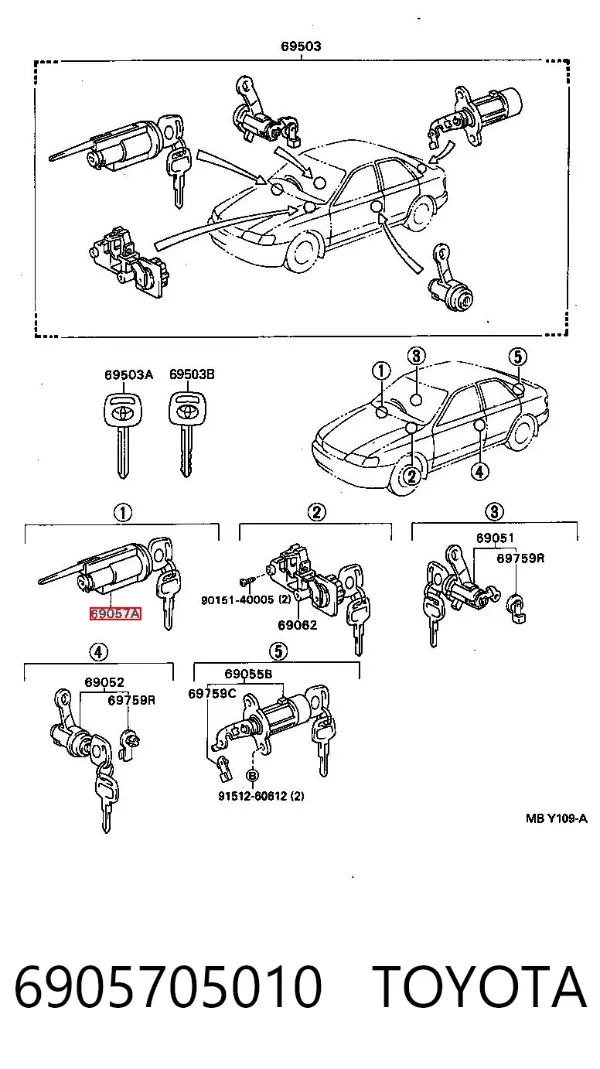 Wkładka stacyjki zapłonowej 6905705010 Toyota