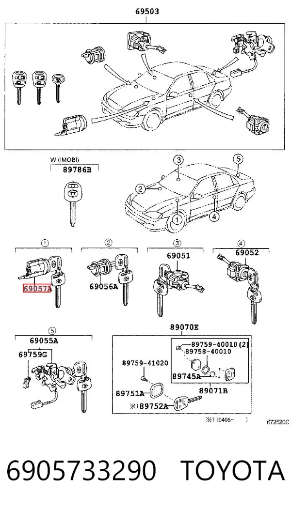 Wkładka stacyjki zapłonowej 6905733290 Toyota