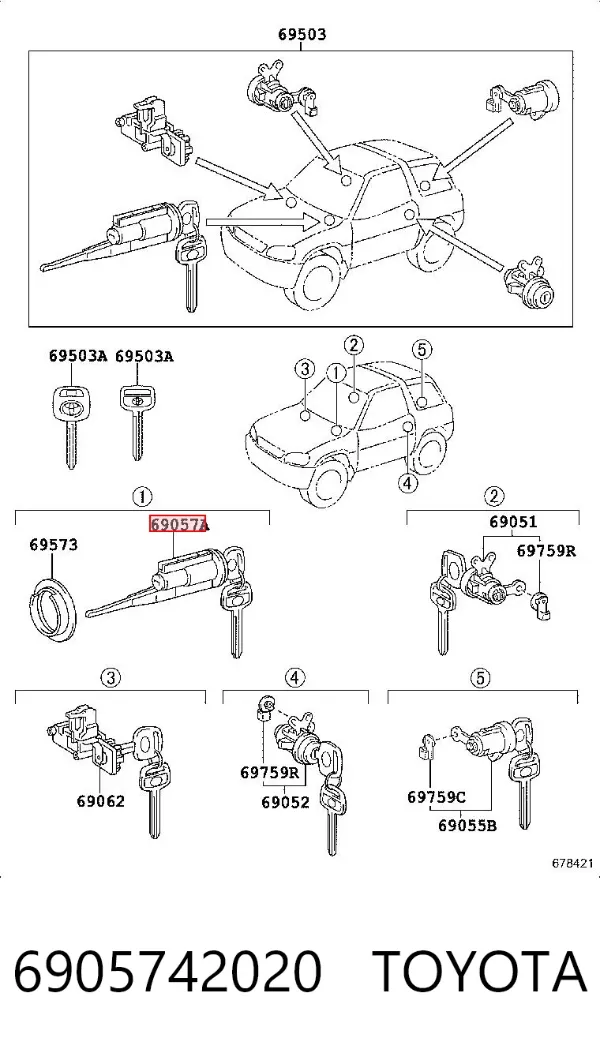 Wkładka stacyjki zapłonowej 6905742020 Toyota