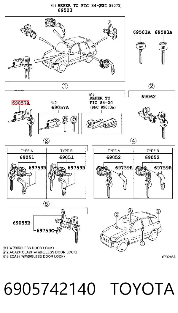 Wkładka stacyjki zapłonowej 6905742140 Toyota