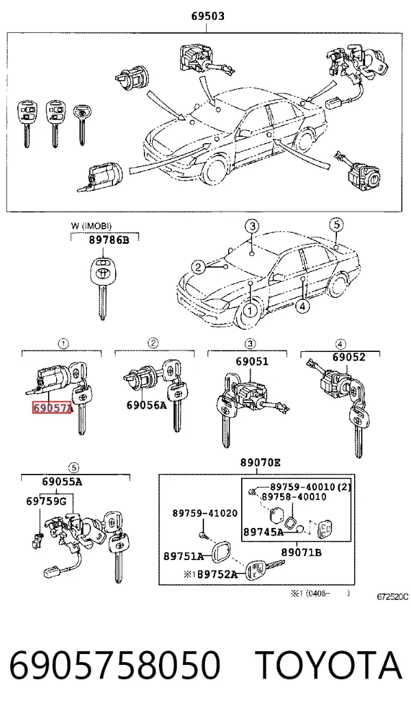 Wkładka stacyjki zapłonowej 6905758050 Toyota