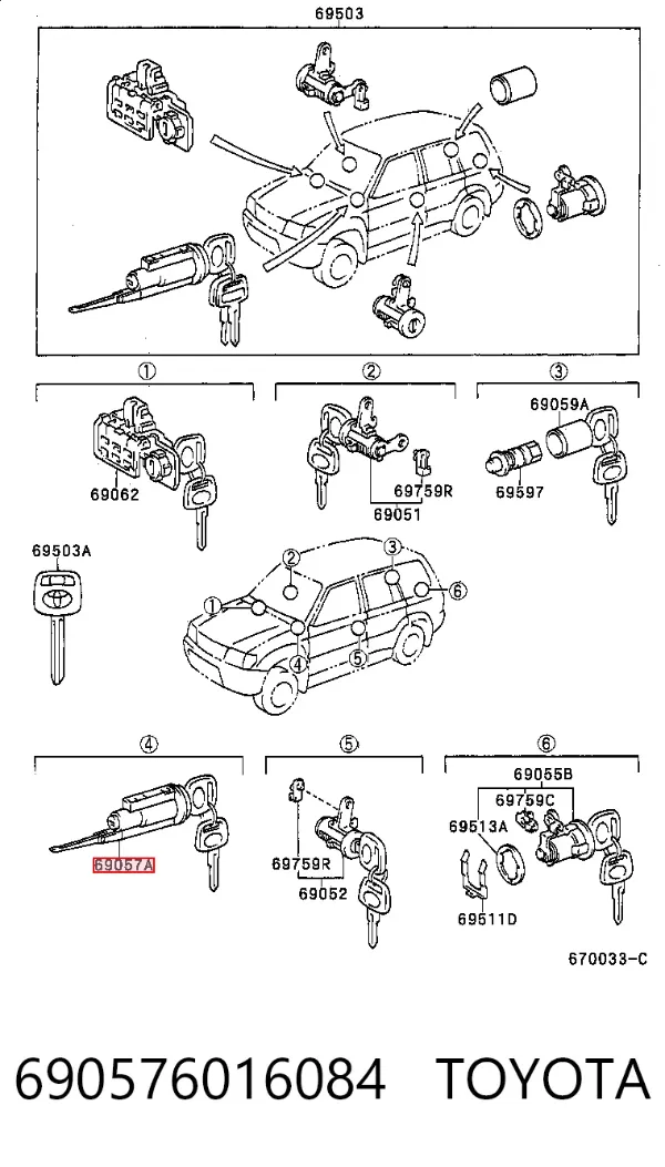 Stacyjka zapłonowa 690576016084 Toyota