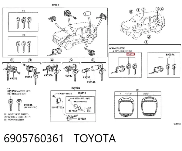 Stacyjka zapłonowa 6905760361 Toyota