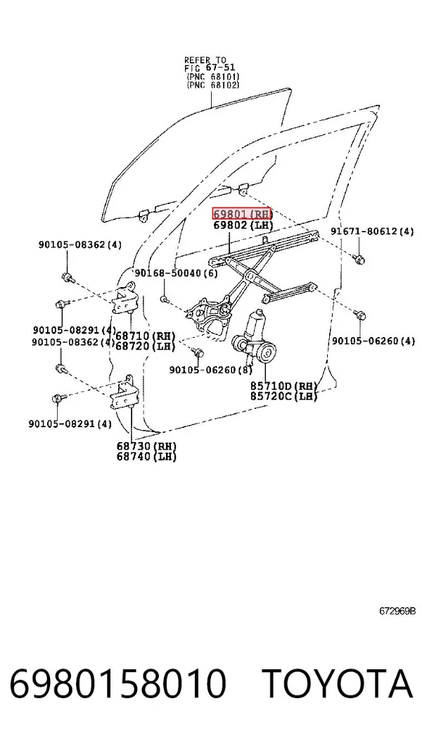 Mechanizm podnoszenia szyby drzwi przednich prawych Toyota Land Cruiser PRADO ASIA